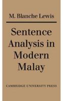 Sentence Analysis in Modern Malay 0521055547 Book Cover