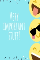 Very Important Stuff!: Blue emoji lined paperback jotter 1694363333 Book Cover