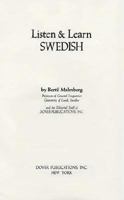 Listen & Learn Swedish: Manual Only 0486252833 Book Cover