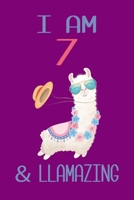 I am 7 and Llamazing: Llama Sketchbook for for 7 Year Old Girls 1659205697 Book Cover