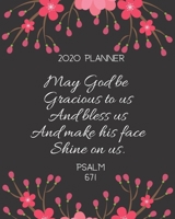 2020 Planner: Weekly and Monthly Organizer Bible Verse Faith Inspirational Cover Black with Red and Pink Flowers 165661992X Book Cover