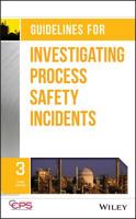 Guidelines for Investigating Process Safety Incidents 1119529077 Book Cover