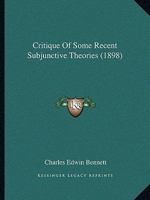 Critique of Some Recent Subjunctive Theories 111325047X Book Cover