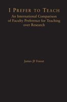 I Prefer to Teach: An International Comparison of Faculty Preference for Teaching 1138866725 Book Cover