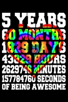 5 Years Of Being Awesome: Blank Lined Journal, Rainbow Heart, Happy 5th Birthday Notebook, Logbook, Diary, Perfect Gift For 5 Year Old Boys And Girls 1706319886 Book Cover