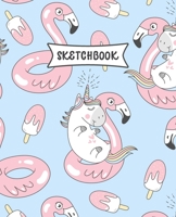 Sketchbook: Flamingo Unicorn Sketch Book for Kids Practice Drawing and Doodling Sketching Book for Toddlers & Tweens 1712615955 Book Cover