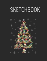 Sketchbook: Cute Frog Christmas Tree Gift Decor Xmas Tree Spring Flowers - Leaves Blank Sketchbook Blank White Pages for Drawing - Sketching - Doodling and More Themed Planner 8.5 x 11 Inches 110 Page 1674632517 Book Cover