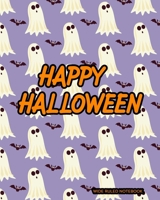 Wide Ruled Notebook: Purple Ghosts and Bats - Happy Halloween! Blank One-Subject Lined Book Show YOUR Halloween Personality! Creepy and Spooky Design for Kids, Teens, Students, and Halloween Lovers 1692494066 Book Cover