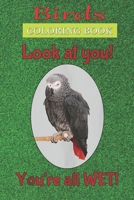 Birds Coloring Book: African Grey Parrot, Wet on Perch A Bird Lovers Coloring Book with many Bird Designs B08RLVZWTC Book Cover