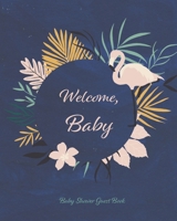 Baby Shower Guest Book: Enough Pages for 85 Guests, Space for Parents to Write a Message for the Baby, Record their Favourite Memories from the ... with the Tropical Safari Jungle Wreath Cover 169818400X Book Cover