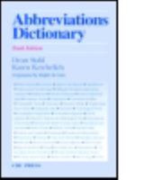 Abbreviations dictionary: Abbreviations, acronyms, anonyms and eponyms, appellations, contractions, geographical equivalents, historical and mythological ... forms and slang shortcuts, signs and symbo 0849390036 Book Cover