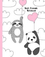 Best Friends Notebook: Flying Baby Panda and Baby Sloth. Wide Ruled Lined Notebook 1074838084 Book Cover