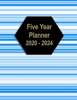 Five Year Planner: 2020-2024 Monthly Five Year Journal 5 Year Planner 60 Months Calendar 5 Year Appointment Book Blue Stripes Hexagon 1691013153 Book Cover