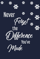 Never Forget The Difference You've Made: Inspiring Appreciation & Thank You Gift for Women and Professionals Who Have Made a Big Impact on People's Lives.: 6 x 9 inch, 120 Pages). B084DFY43V Book Cover