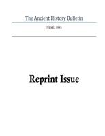 Ancient History Bulletin Volume Nine 1983944548 Book Cover