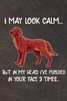 I May Look Calm But In My Head I've Punched In Your Face 3 Times Notebook Journal: 110 Blank Lined Papers - 6x9 Personalized Customized Irish Setter Notebook Journal Gift For Irish Setter Puppy Owners 1710121149 Book Cover