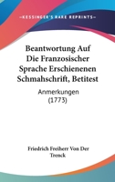 Beantwortung auf die franz�sischer Sprache erschienenen Schm�hschrift 1104621703 Book Cover