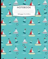 Notebook: Sail boat pattern Composition Notebook with Cursive Paper. 100 pages Cursive Paper Book 7.5 x 9.25 inches for practice writing. 1081332379 Book Cover