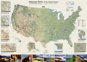 National Parks of the United States [Laminated] (National Geographic Reference Map) 1597754242 Book Cover