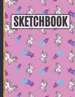 Sketchbook: Cute Cartoon Unicorns and Feathers Sketchbook (Unicorn Gifts for Girls) 1095962116 Book Cover