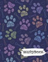 Sketchbook: Purple Yellow Blue Pet Pawprint Fun Framed Drawing Paper Notebook 1691735744 Book Cover