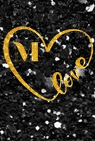 M Monogram Notebook lettre M Notebook journal Gold Confetti Glitter for Women and Girls.: Lined Note Book, Writing Pad, Journal or Diaryfor Kids, Girls & Women - 110 Pages - Size 1661979769 Book Cover