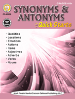 Synonyms  Antonyms Quick Starts Workbook, Grades 4 - 12 1622238249 Book Cover