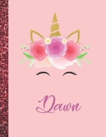 Dawn: Dawn Marble Size Unicorn SketchBook Personalized White Paper for Girls and Kids to Drawing and Sketching Doodle Taking Note Size 8.5 x 11 1658502701 Book Cover