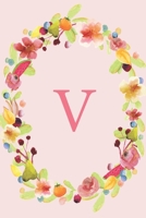 V: Soft Floral Wreath Monogram Sketchbook 110 Sketchbook Pages (6 x 9) Floral Watercolor Monogram Sketch Notebook Personalized Initial Letter Journal Monogramed Sketchbook 169748350X Book Cover