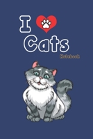 I love Cats: Blue Notebook Gift For Kids: Lined Notebook / Journal Gift, 120 Pages, 6x9, Soft Cover, Matte Finish 1671649230 Book Cover