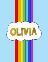 Olivia: Rainbow Cloud Personalized Name Composition Notebook  - Cute Blue Red & Purple Wide Ruled Blank Lined Exercise Book & Journal for Students - ... Lined Pages / 50 Sheets - Size 7.44 x 9.69 1686902468 Book Cover