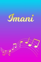 Imani: Sheet Music Note Manuscript Notebook Paper Pink Blue Gold Personalized Letter I Initial Custom First Name Cover Musician Composer Instrument Composition Book 12 Staves a Page Staff Line Notepad 1706638388 Book Cover