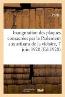 Inauguration solennelle dans la salle des séances du conseil municipal des plaques 2329009089 Book Cover