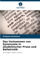 Das Vorkommen von Synonymie in akademischer Prosa und Belletristik 620910049X Book Cover