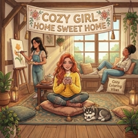 Cozy Girl Home Sweet Home: Cute & Fun Relaxing Adult Activity Coloring Book | Aesthetic Comfy Hygge Homebody Scenes, Daily Living, Peaceful Indoor ... Seniors, Women & Teens (Cozy Girl Collection) 1965964702 Book Cover