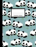 Composition Book: Wide Ruled Notebook Panda Bears on Blue Design Cover 1081446900 Book Cover