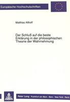 Der Schluß Auf Die Beste Erklaerung in Der Philosophischen Theorie Der Wahrnehmung 3631439970 Book Cover