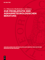 Zur Problematik Der Agrarmeteorologischen Beratung 3112786947 Book Cover