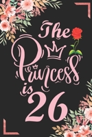 The Princess Is 26: 26th Birthday & Anniversary Notebook Flower Wide Ruled Lined Journal 6x9 Inch ( Legal ruled ) Family Gift Idea Mom Dad or Kids in Holidays - Marble & Red Love Flowers Cover 1675166366 Book Cover