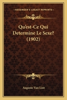 Qu'est-Ce Qui Determine Le Sexe? 1141361892 Book Cover