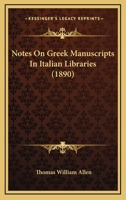 Notes On Greek Manuscripts In Italian Libraries 1104147734 Book Cover