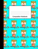 Composition Notebook: Wide Ruled Kids Writing Book Little Owls on Turquoise Design Cover 1089070284 Book Cover