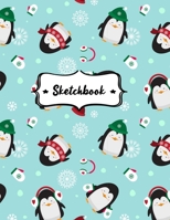 Sketchbook: Sketchbook for Kids, Girls & Boys, Blank Unlined Paper for Drawing, Sketching, Doodling or Learning to Draw, Large 8.5"x11", Teal Winter Penguins 1671990234 Book Cover