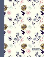 Notebook: Wide Ruled Primary Composition Book with Cute Illustrated Flowers Pattern Cover Design 1073582213 Book Cover