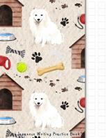 Japanese Writing Practice Book: Japanese Spitz Dog Themed Genkouyoushi Paper Notebook to Practise Writing Japanese Kanji Characters and Kana Scripts such as Katakana and Hiragana together with this cu 1073440346 Book Cover