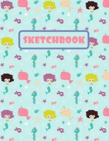 SKETCHBOOK: LARGE SKETCHBOOK TO DRAW IN. LARGE JOURNAL NOTEBOOK. 100 BLANK PAGES PERFECT FOR DOODLING AND SKETCHING. CREATIVE BIRTHDAY GIFT. WORKBOOK AND HANDBOOK. CUTE MERMAID COVER. 1696518083 Book Cover