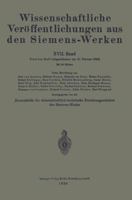 Wissenschaftliche Veroffentlichungen Aus Den Siemens-Werken: XVII. Band 3662227452 Book Cover