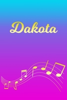 Dakota: Sheet Music Note Manuscript Notebook Paper - Pink Blue Gold Personalized Letter D Initial Custom First Name Cover - Musician Composer Instrument Composition Book - 12 Staves a Page Staff Line  170661358X Book Cover