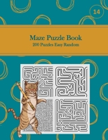 Maze Puzzle Book, 200 Puzzles Easy Random, 14: Pocket Sized Book, Tricky Logic Puzzles to Challenge Your Brain Large Print for Seniors, Adult, & Teens, Teal with Golden Circles B08P3SBNST Book Cover