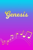 Genesis: Sheet Music Note Manuscript Notebook Paper Pink Blue Gold Personalized Letter G Initial Custom First Name Cover Musician Composer Instrument Composition Book 12 Staves a Page Staff Line Notep 1706628676 Book Cover